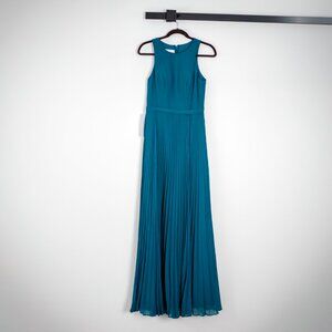 Azazie Lindie Chiffon Bridesmaid Dress Ink Blue Size 4 NWT Formal Maxi